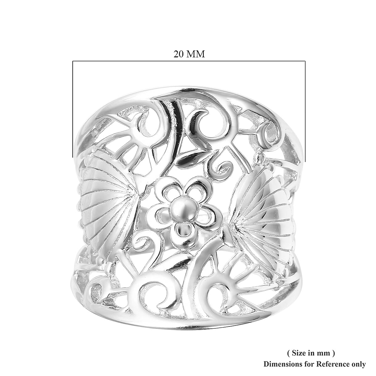 Lucy Q Rhodium Overlay Floral Ring in Sterling Silver