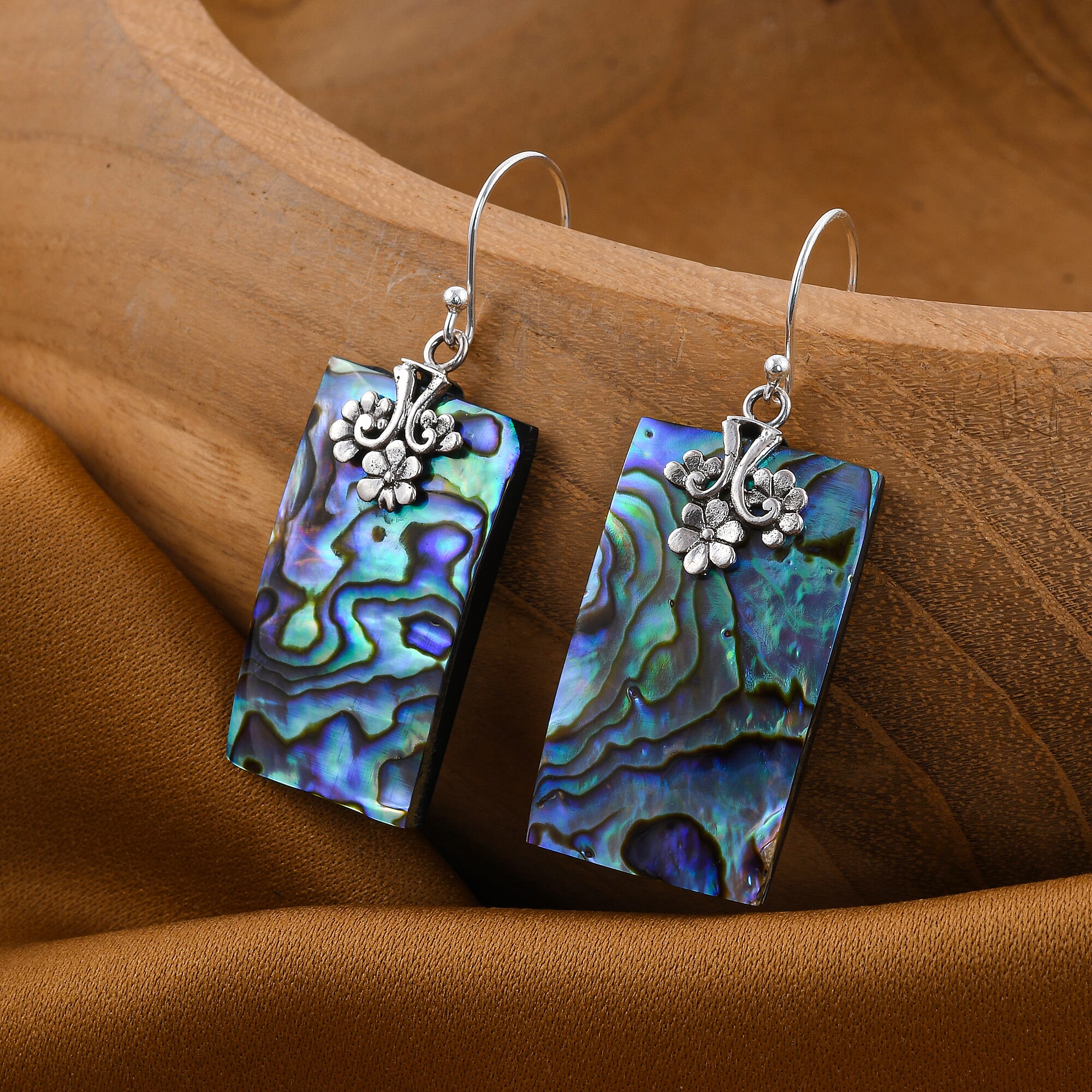 Abalone Shell Hook Earrings in Sterling Silver 12 Ct.