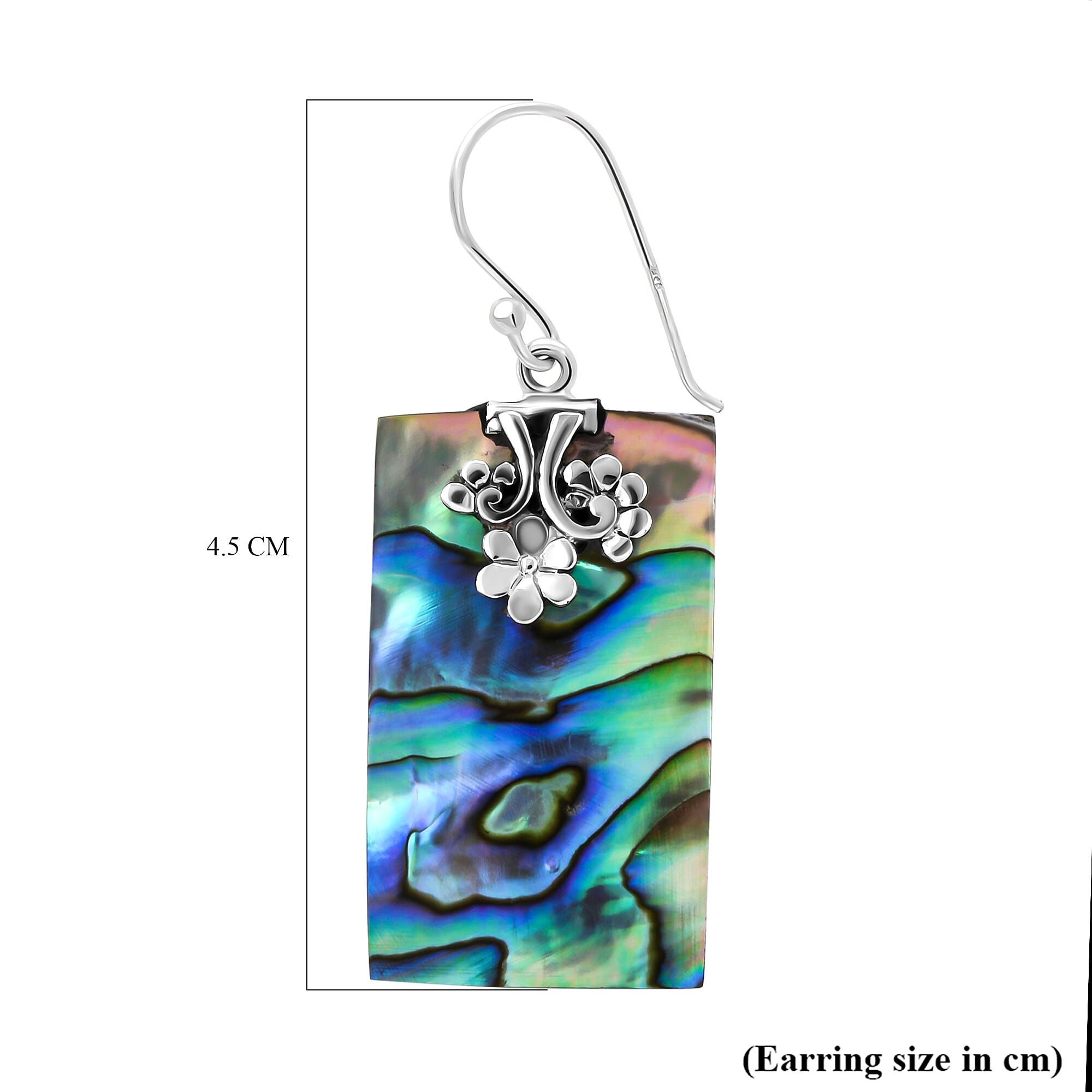 Abalone Shell Hook Earrings in Sterling Silver 12 Ct.