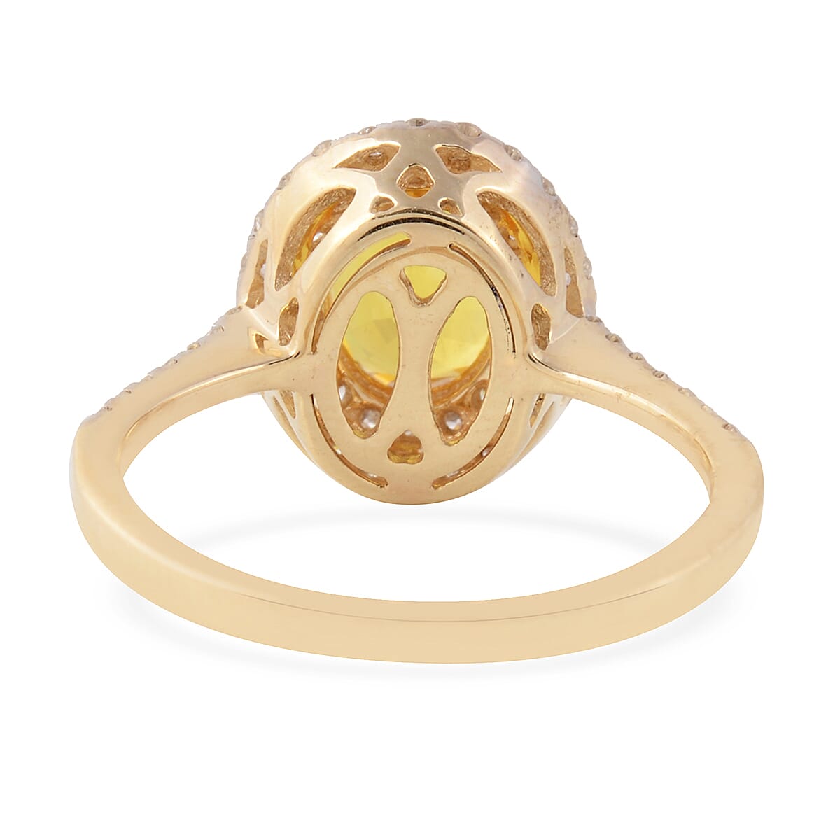 New York Close Out Deal- 14K Yellow Gold Loupe Clean Chanthaburi Yellow Sapphire ( Ovl 9x7 mm) and Diamond Ring 1.93 Ct.