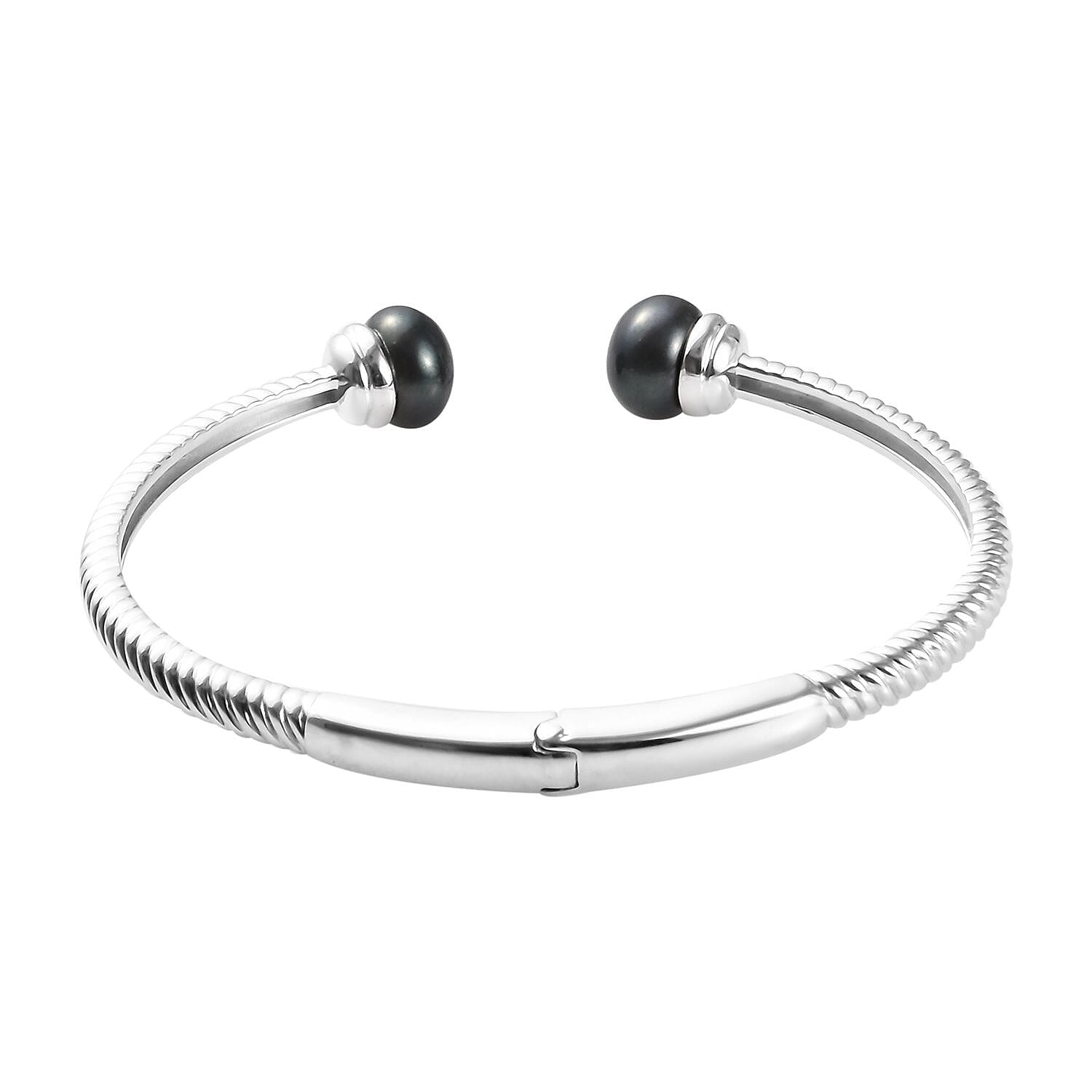 Freshwater Peacock Pearl Bangle (Size 7.5) in Platinum Plated