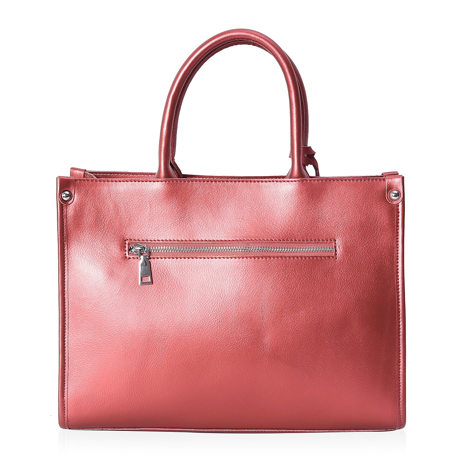 100% Genuine Leather Croc Embossed Tote Bag with Detachable Shoulder Strap (Size 34x14x25 Cm) - Red