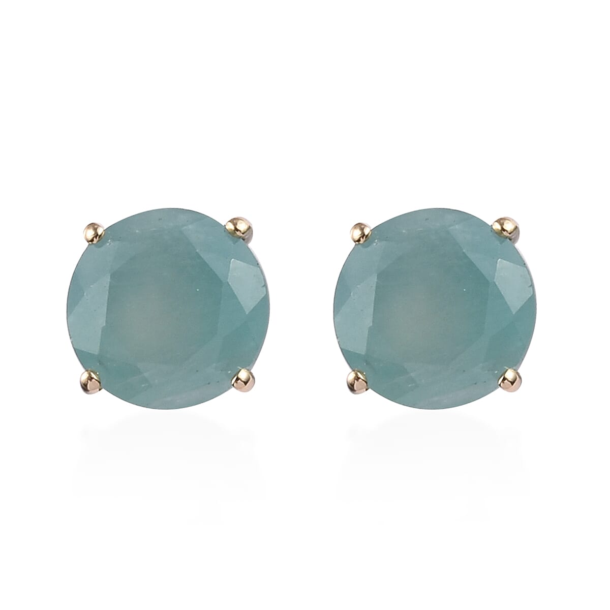 9K Yellow Gold AA Grandidierite (Rnd) Stud Earrings (with Push Back) 4.00 Ct.