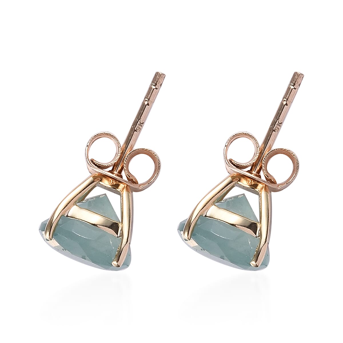 9K Yellow Gold AA Grandidierite (Rnd) Stud Earrings (with Push Back) 4.00 Ct.