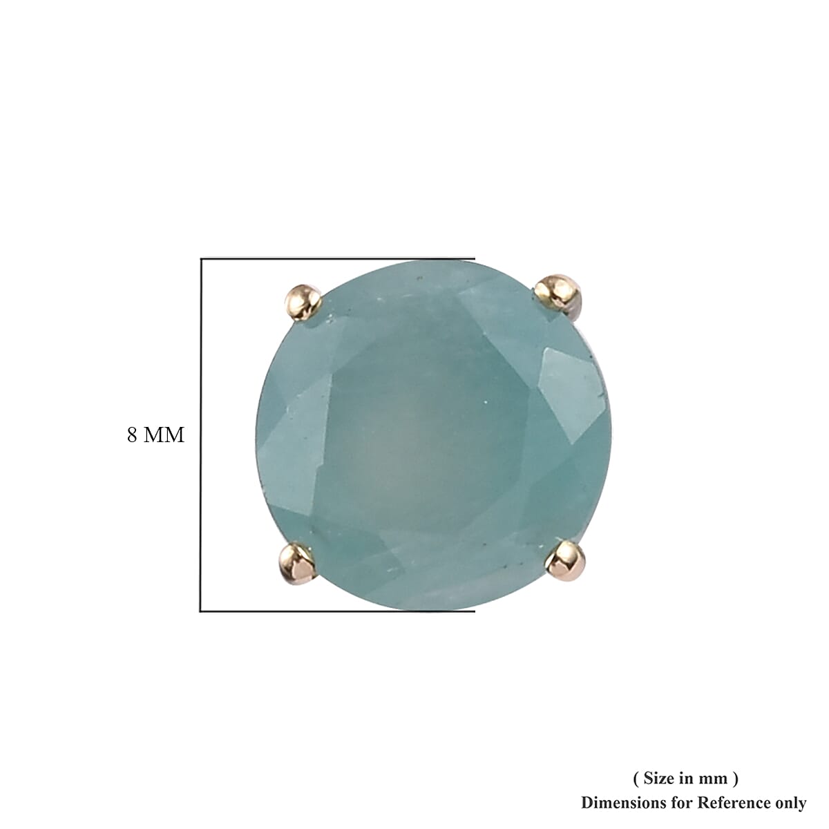 9K Yellow Gold AA Grandidierite (Rnd) Stud Earrings (with Push Back) 4.00 Ct.