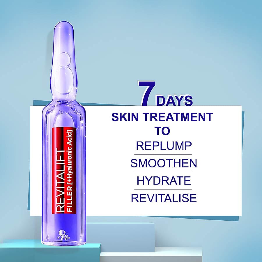 Loreal: 7 Day Cure Replumping Ampoules (Pure Hyaluronic Acid +Vitamin B5 - 7x1.3ML