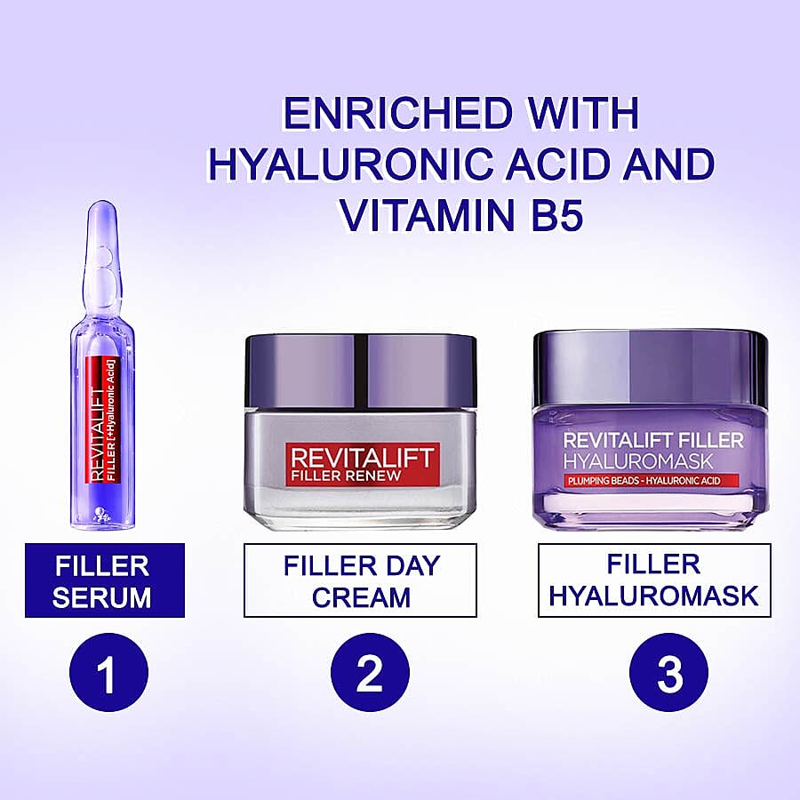 Loreal: 7 Day Cure Replumping Ampoules (Pure Hyaluronic Acid +Vitamin B5 - 7x1.3ML