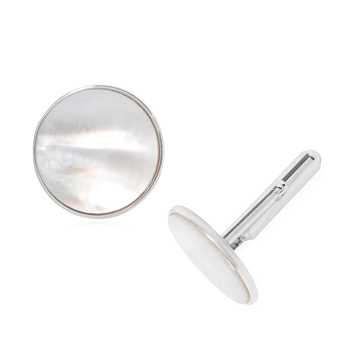 Mother of Pearl (Rnd) Cufflink in Sterling Silver