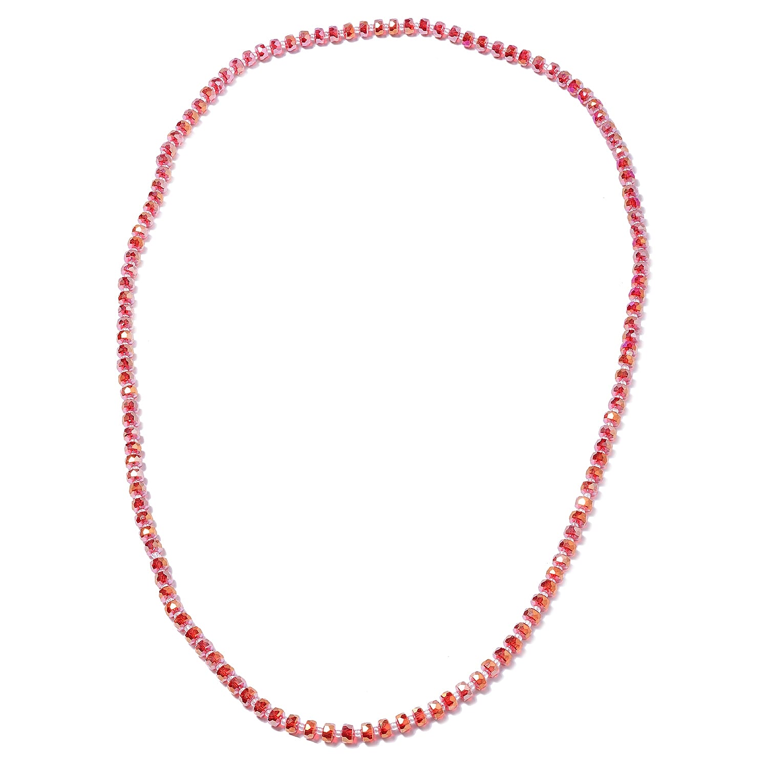 Simulated Ruby Roundel Bead Necklace (Size 36)