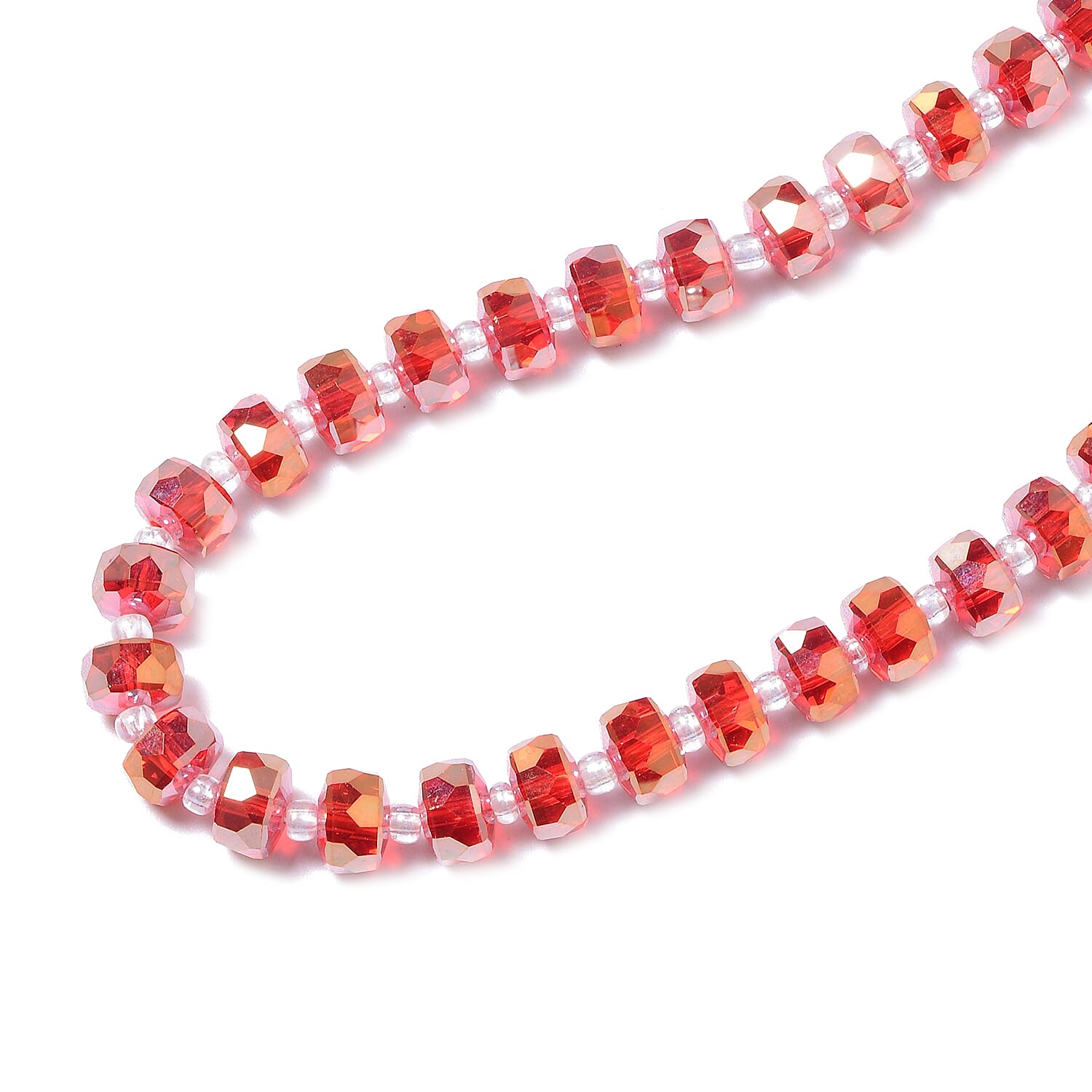 Simulated Ruby Roundel Bead Necklace (Size 36)