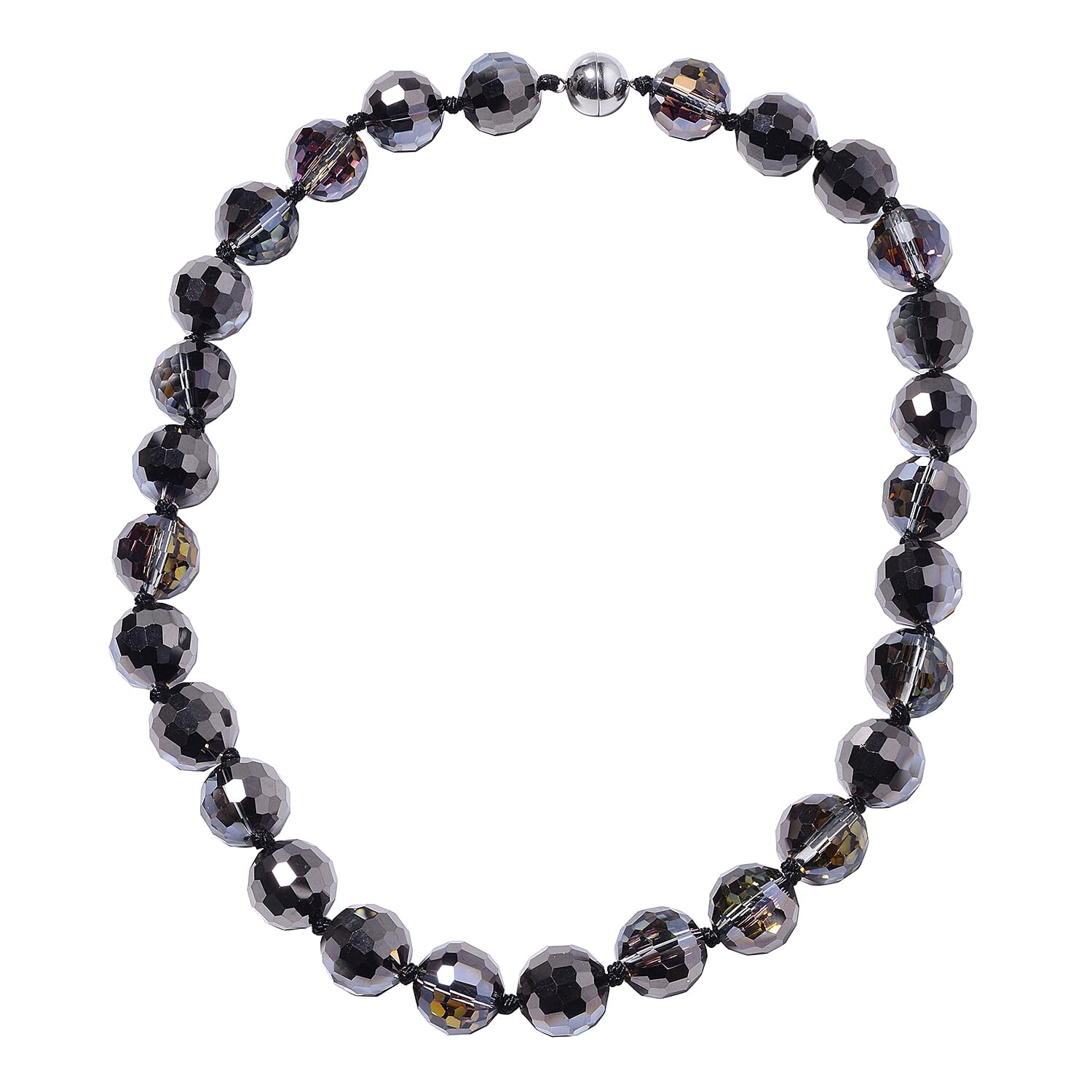 Simulated Bi-Colour Beads Necklace (Size 20) with Magnetic Lock in Stainless Steel