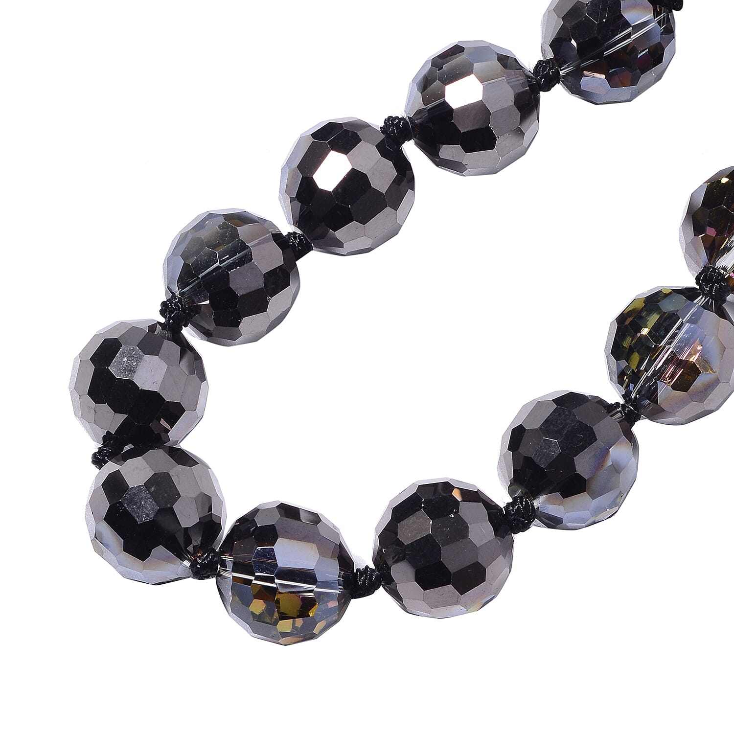 Simulated Bi-Colour Beads Necklace (Size 20) with Magnetic Lock in Stainless Steel
