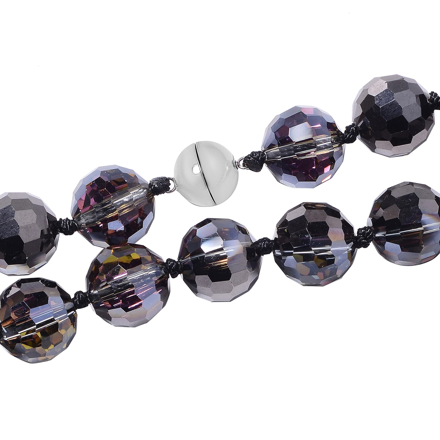 Simulated Bi-Colour Beads Necklace (Size 20) with Magnetic Lock in Stainless Steel