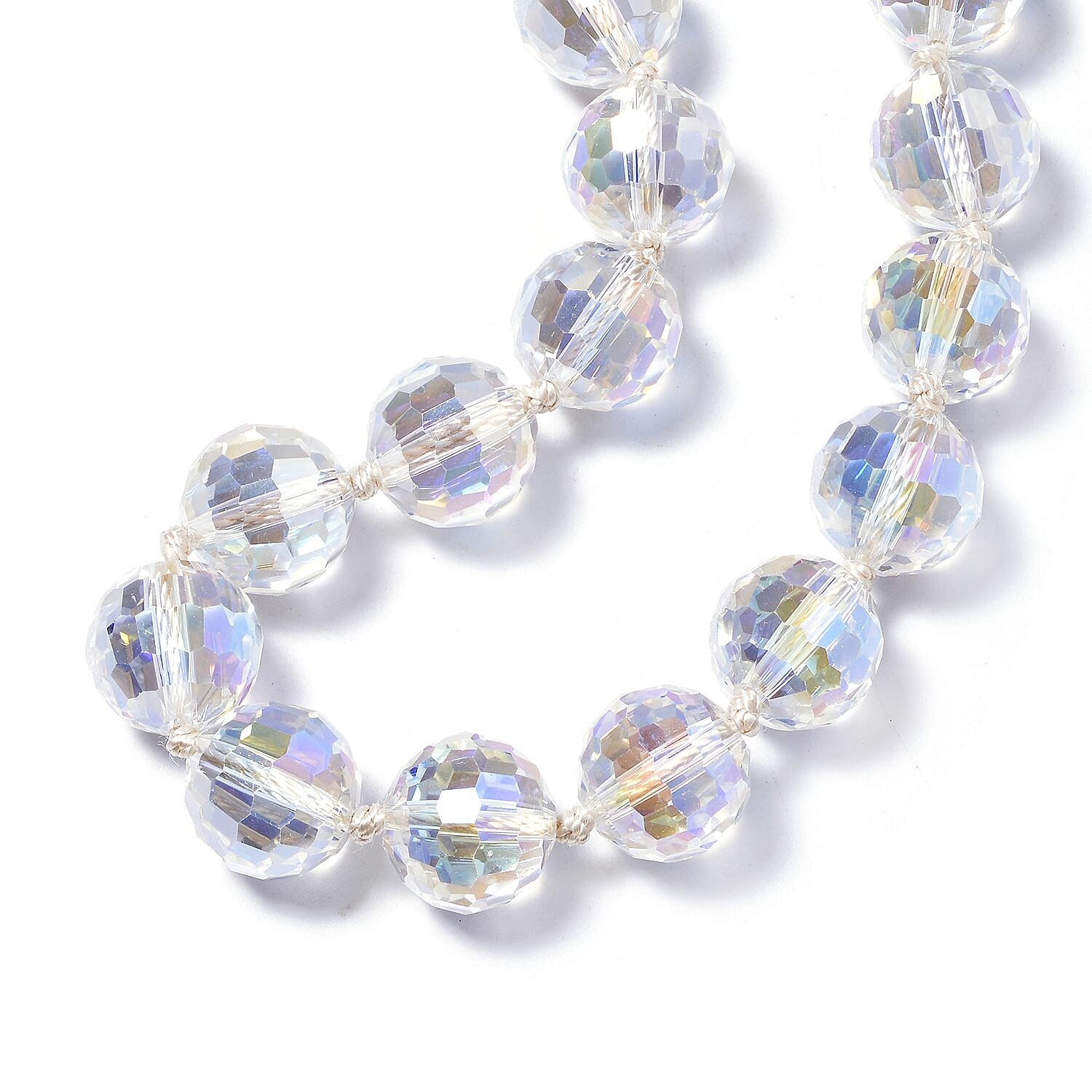 Simulated White AB Crystal Beads Necklace (Size - 20) with Magnetic Clasp in Stainless Steel