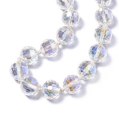 Simulated White AB Crystal Beads Necklace (Size - 20) with Magnetic Clasp in Stainless Steel