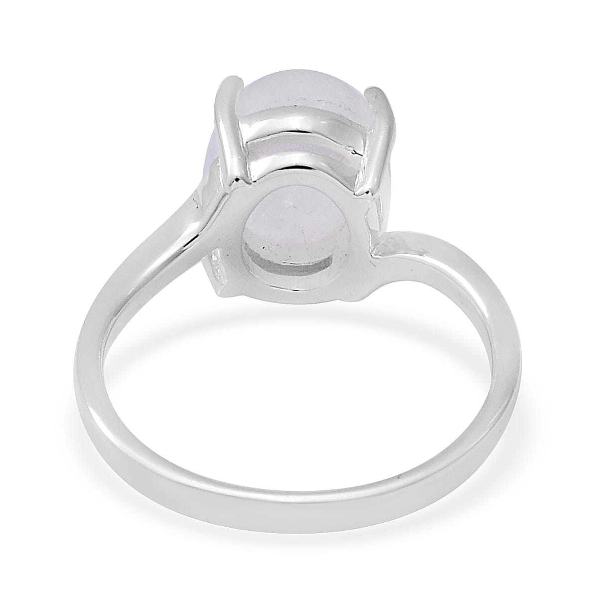 Rainbow Moonstone (Ovl) Solitaire Ring in Sterling Silver 4.00 Ct.