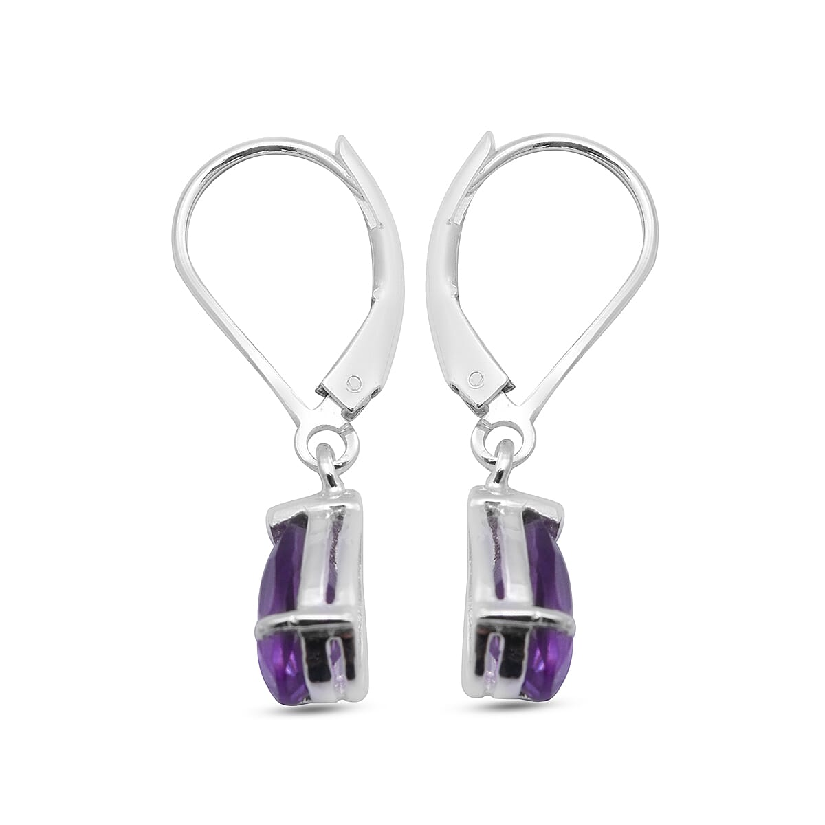 Amethyst (Pear) Lever Back Earrings in Sterling Silver 2.320 Ct.