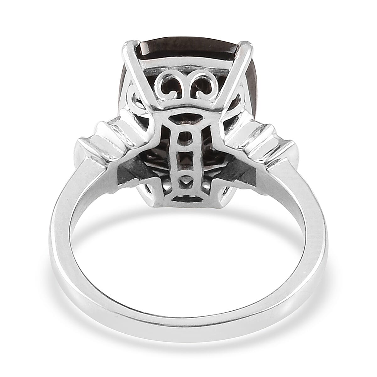 Elite Shungite (Cush), Diamond Ring in Platinum Overlay Sterling Silver 3.50 Ct.