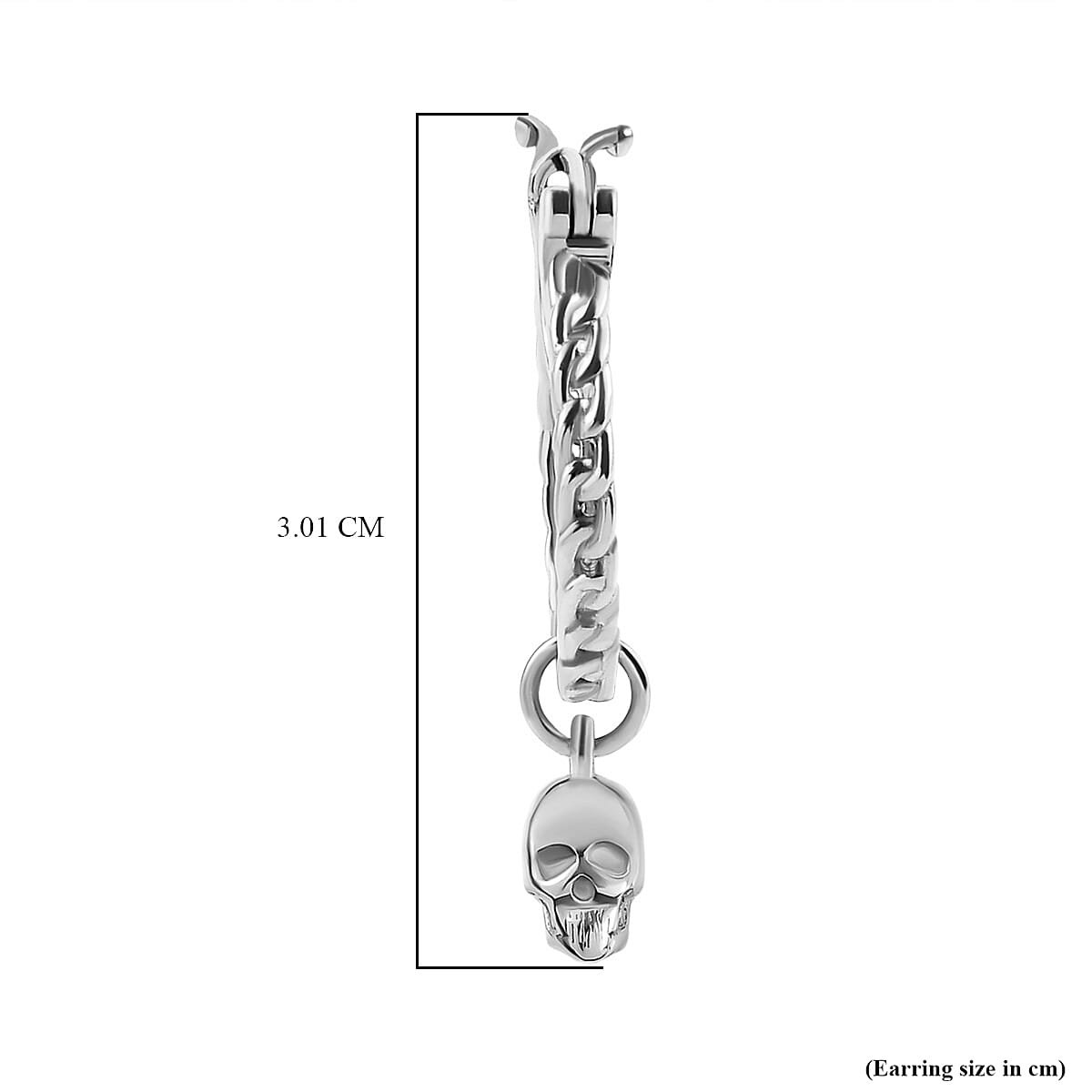 Sterling Silver Skull Charm Hoop Earrings (with Clasp)