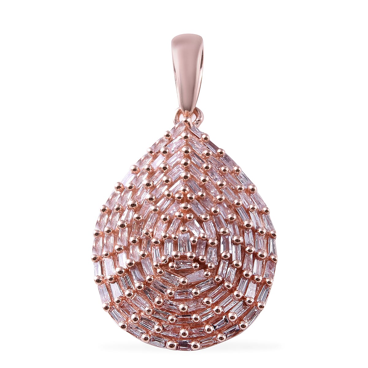 9K Rose Gold Natural Pink Diamond (Bgt) Cluster Pendant 0.750 Ct.