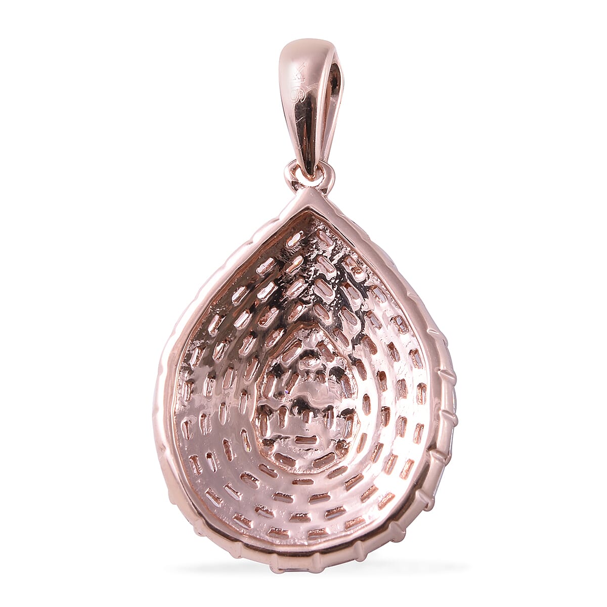 9K Rose Gold Natural Pink Diamond (Bgt) Cluster Pendant 0.750 Ct.