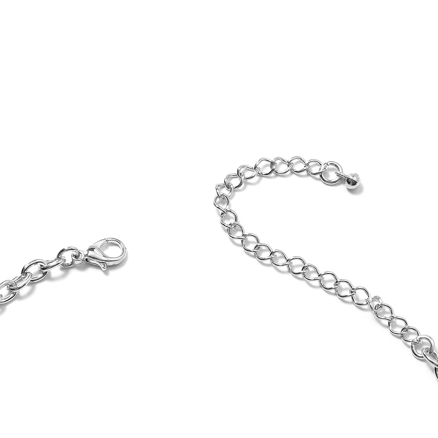 Simulated Blue Sapphire (Pear), White Austrian Crystal Necklace (Size 22 with 4 inch Extender)