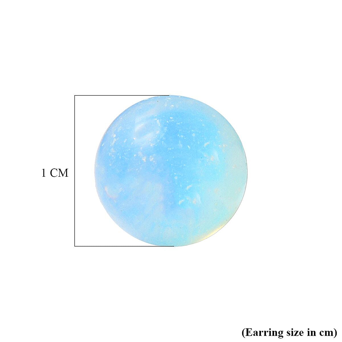 Opalite (Rnd) Beads Stud Earrings (with Push Back) in Rhodium Overlay Sterling Silver 7.00 Ct.