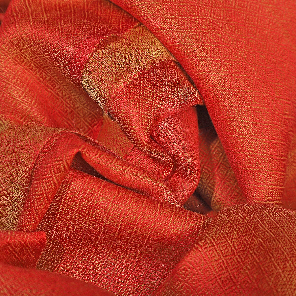 Limited Edition - Silk and Woolen Blended Shawl (Size 70x200 mm) with Tassels - Rust Orange