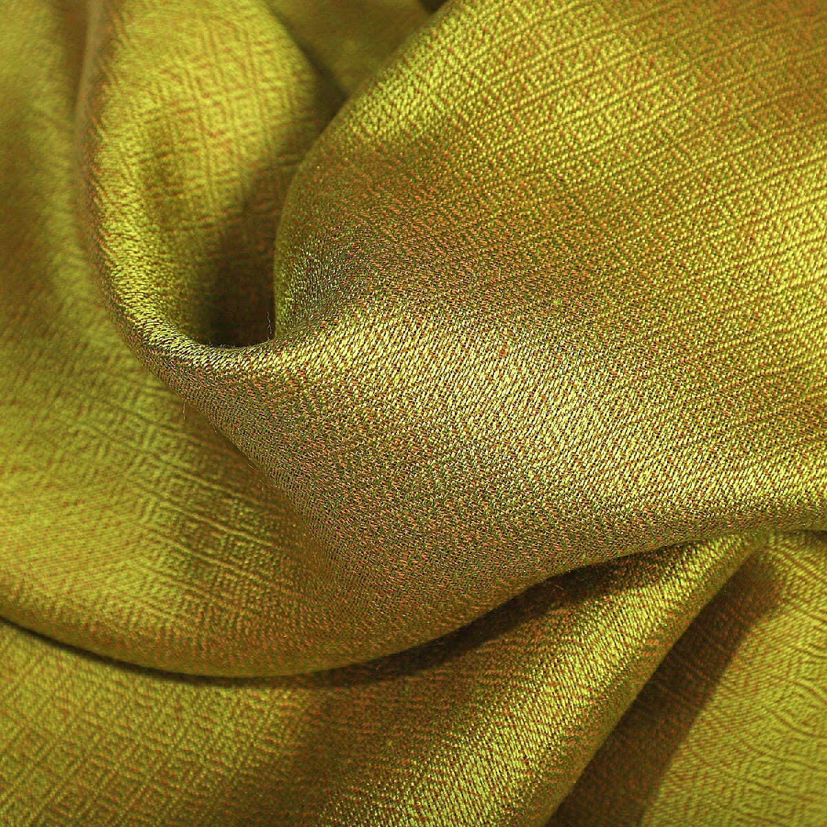 Limited Edition - Silk and Woolen Blended Shawl (Size 70x200 mm) with Tassels - Olive Green