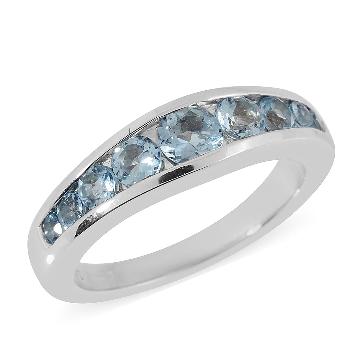 14K White Gold AA Espirito Santo Aquamarine (Rnd) Ring