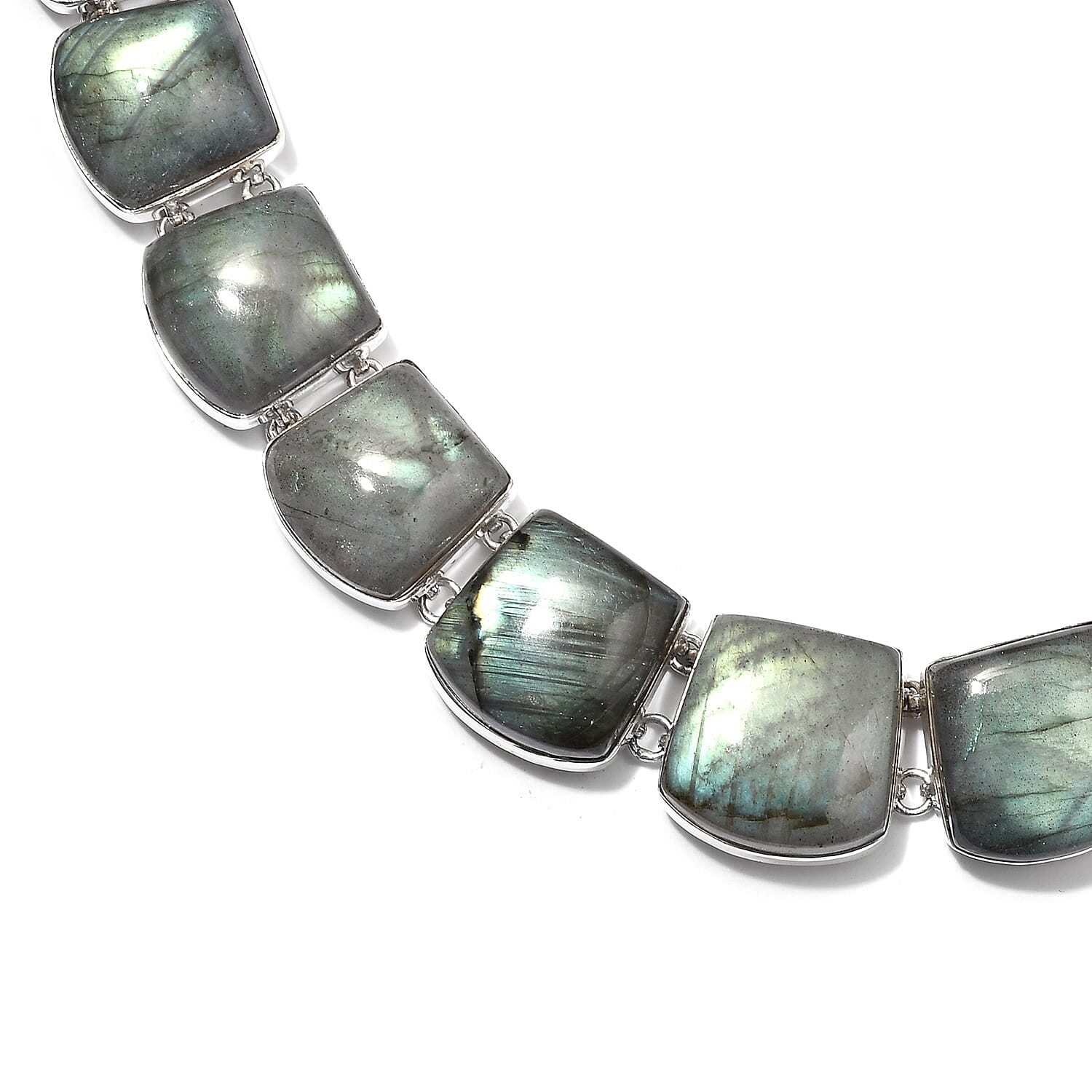 Handmade Labradorite Necklace (Size 20) Sterling Silver 326.88 Ct, Silver wt 40.62 Gms