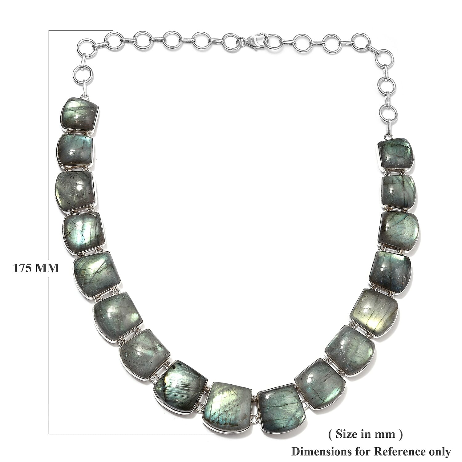 Handmade Labradorite Necklace (Size 20) Sterling Silver 326.88 Ct, Silver wt 40.62 Gms