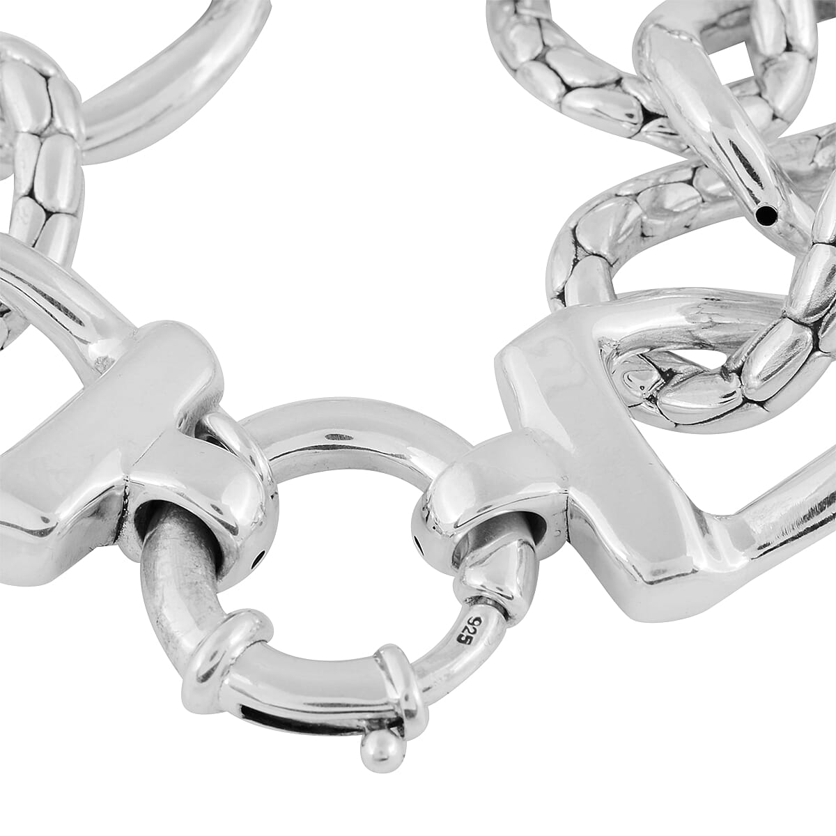 Link Chain Textured Bracelet in Silver 25.07 Grams 8 Inch