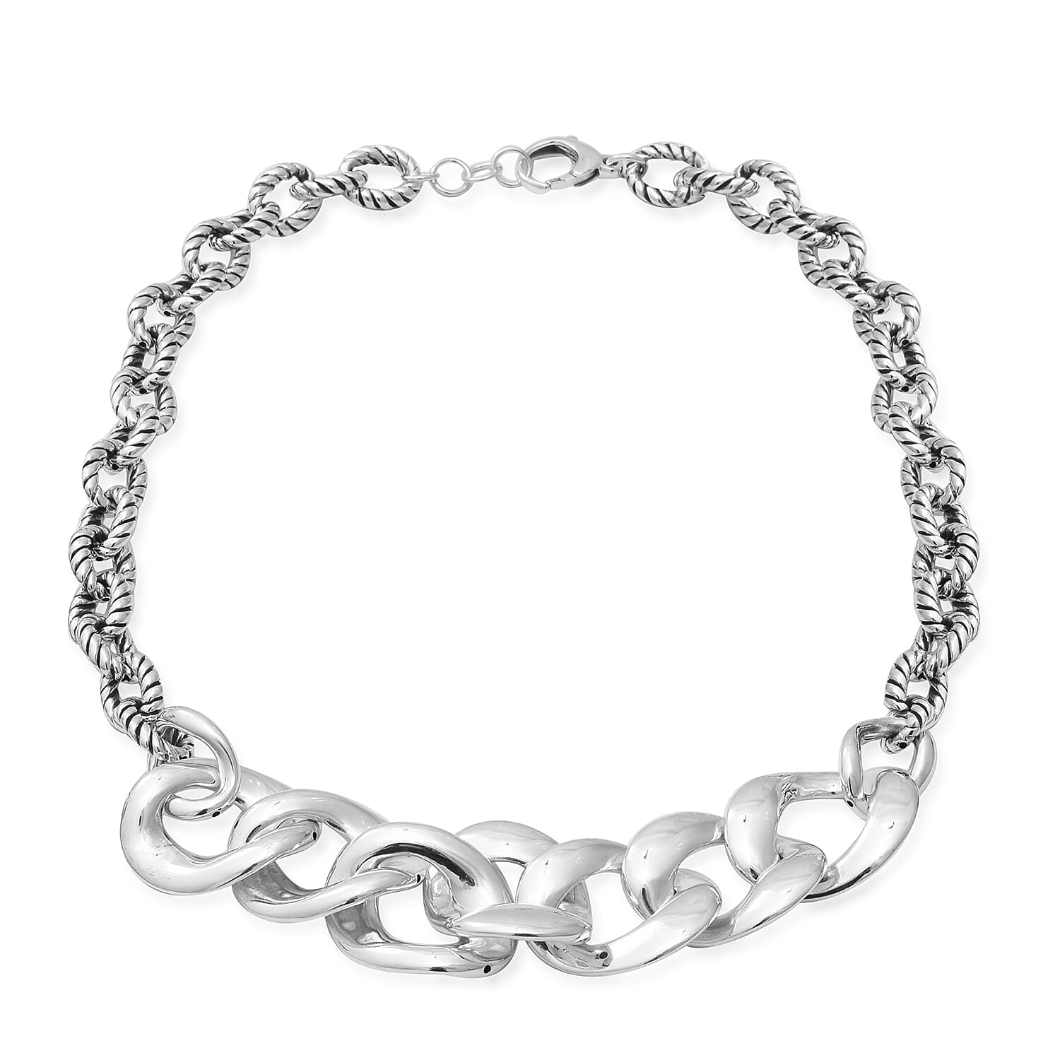 Sterling Silver Link Necklace (Size 20 with Extender), Silver wt 45.0 Gms
