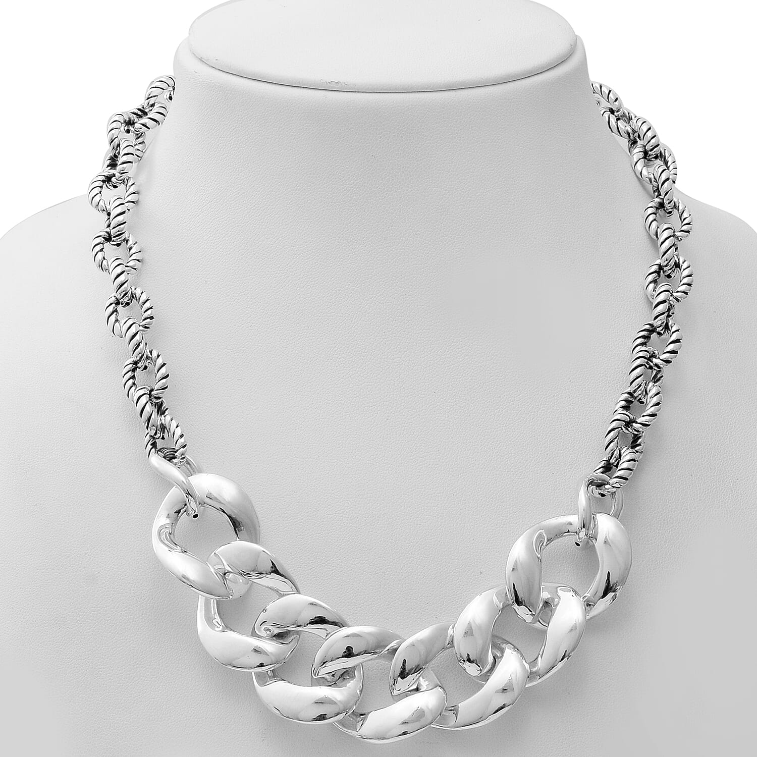 Sterling Silver Link Necklace (Size 20 with Extender), Silver wt 45.0 Gms