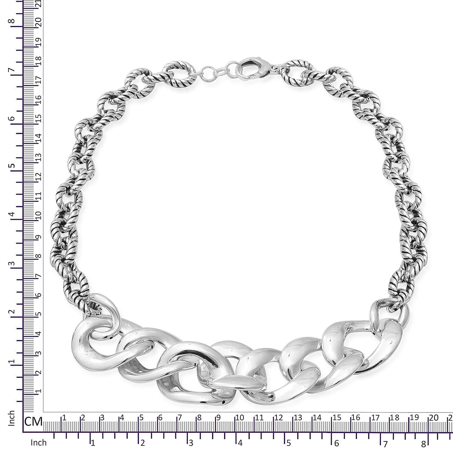 Sterling Silver Link Necklace (Size 20 with Extender), Silver wt 45.0 Gms