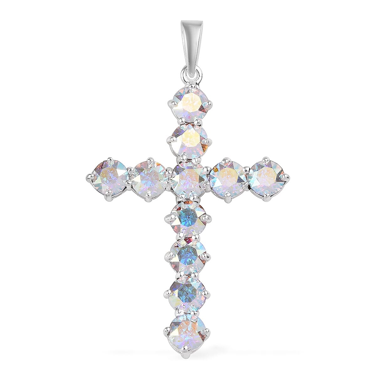 J Francis -  AB Crystal (Rnd) Cross Pendant in Sterling Silver