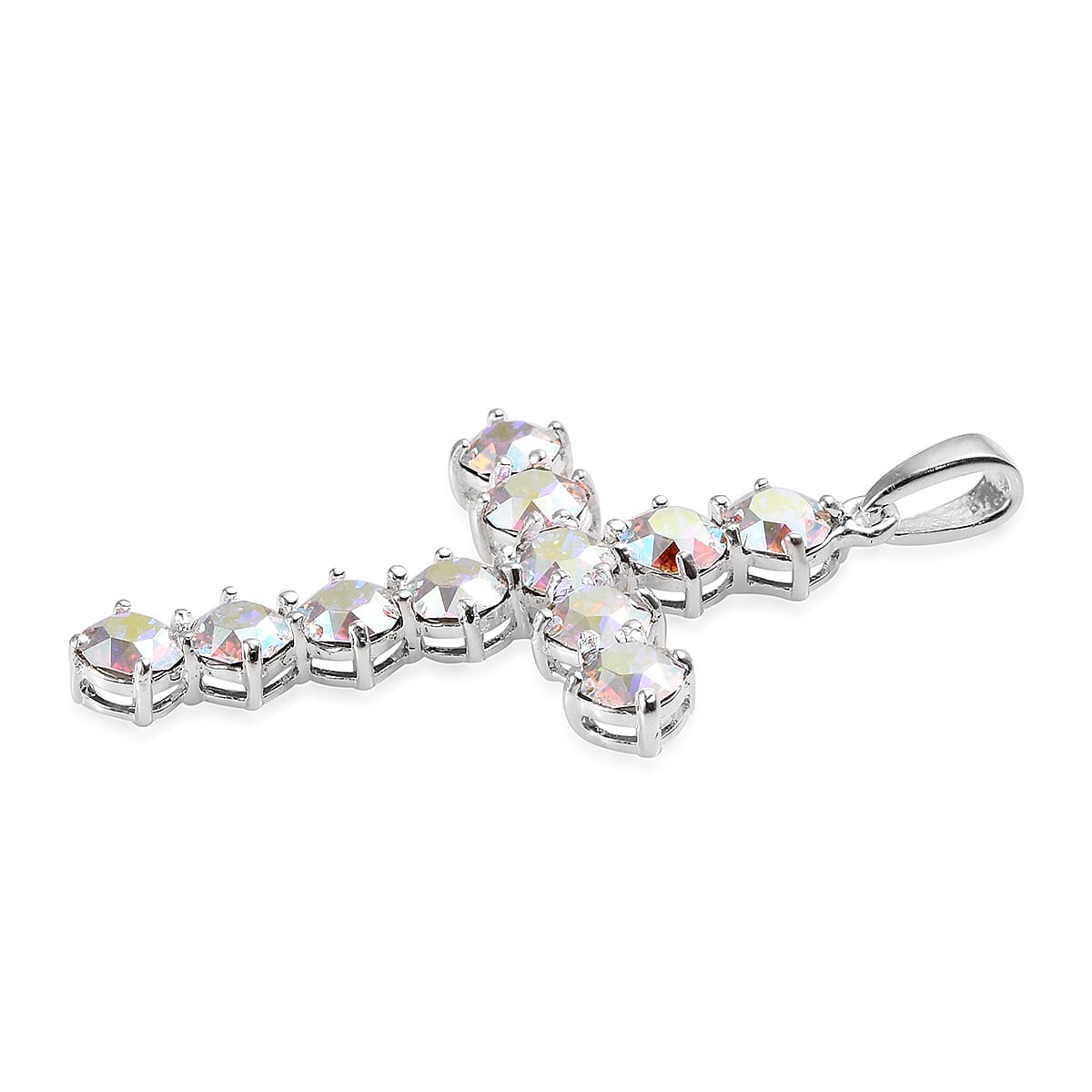 J Francis -  AB Crystal (Rnd) Cross Pendant in Sterling Silver