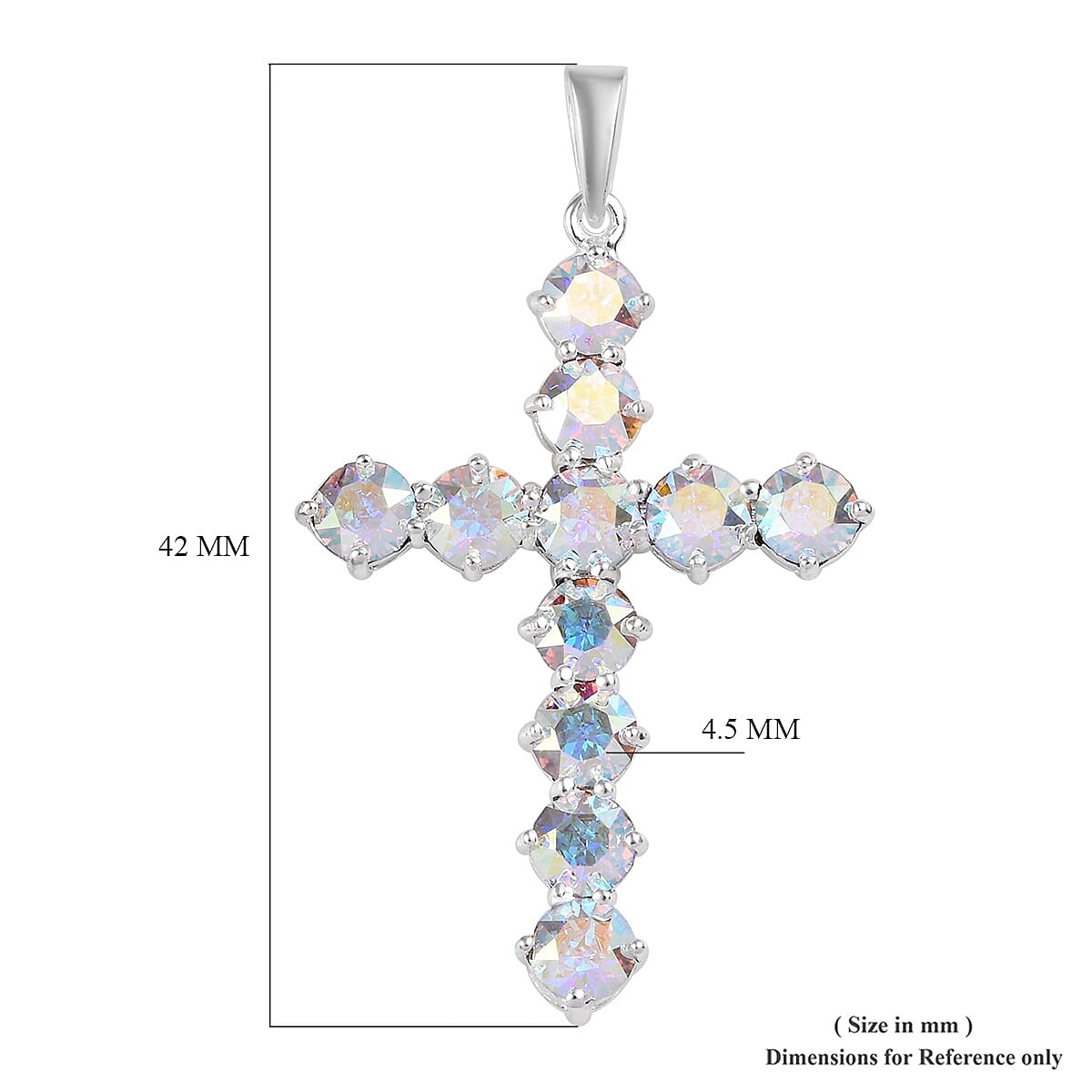 J Francis -  AB Crystal (Rnd) Cross Pendant in Sterling Silver