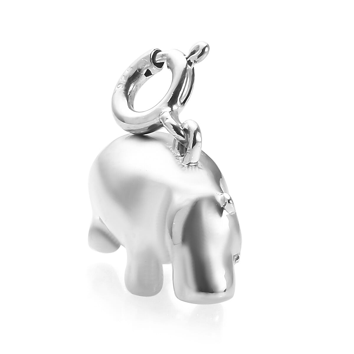 Platinum Overlay Sterling Silver Hippo Charm, Silver wt 5.00 Gms