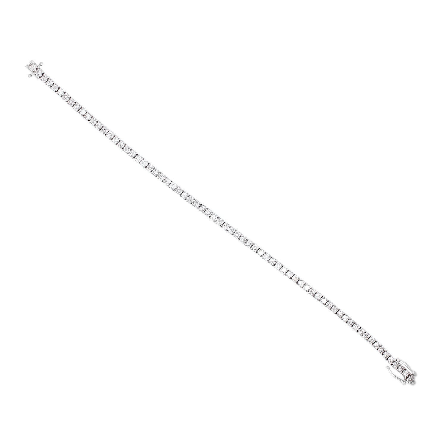 14K White Gold EGL Certified Diamond (Rnd) (I2/G-H) Tennis Bracelet (Size 7.5) 5.04 Ct, Gold wt 11.96 Gms