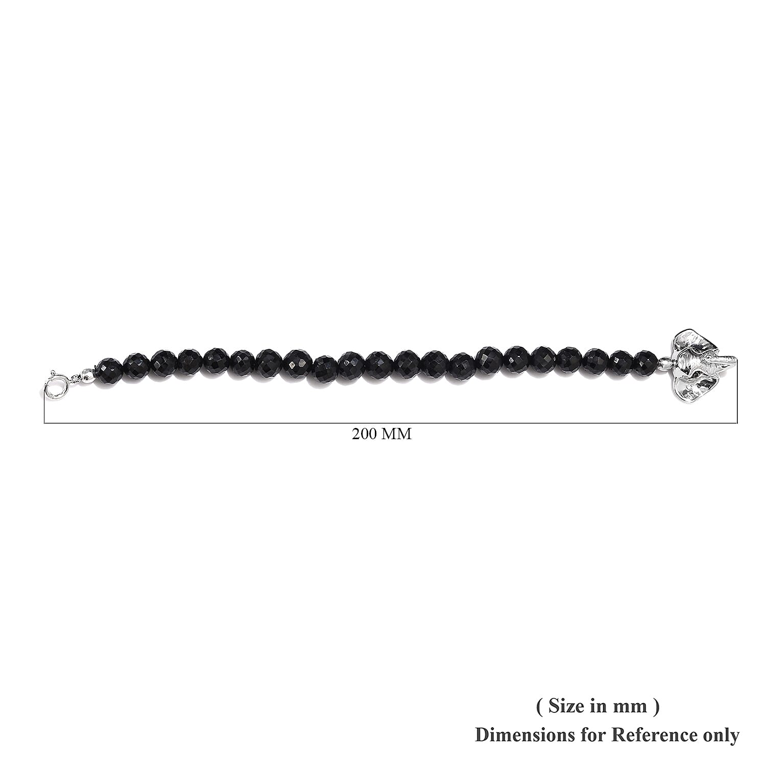 Natural Boi Ploi Black Spinel (Rnd) Elephant Head Bracelet (Size 7.5) in Platinum Overlay Sterling Silver 106.50 Ct.