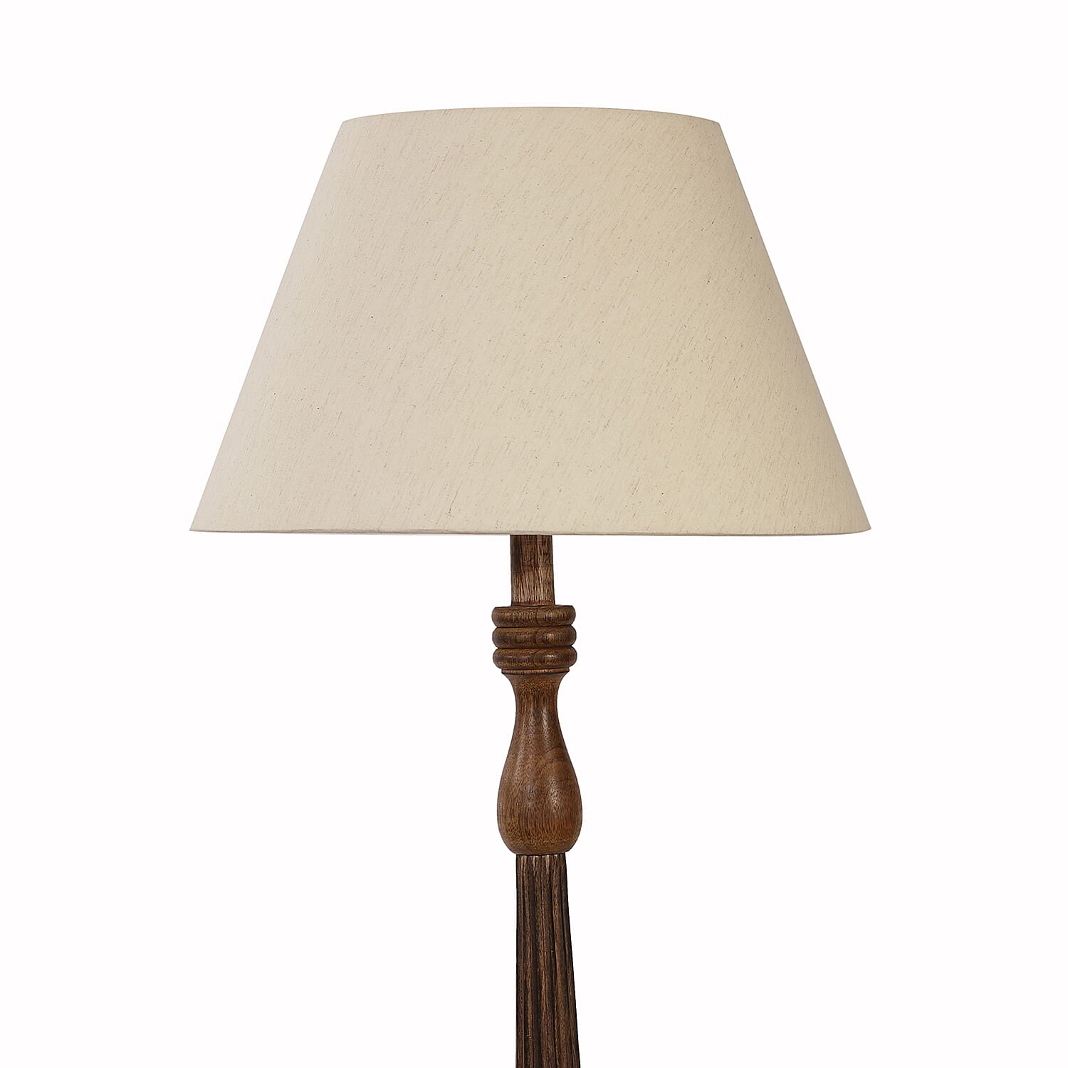 NAKKASHI - CE Certified Hand Carved Mango Wood Floor Lamp with Shade and 3 Pin UK Plug (Shade Size 25x45x28 Cm)