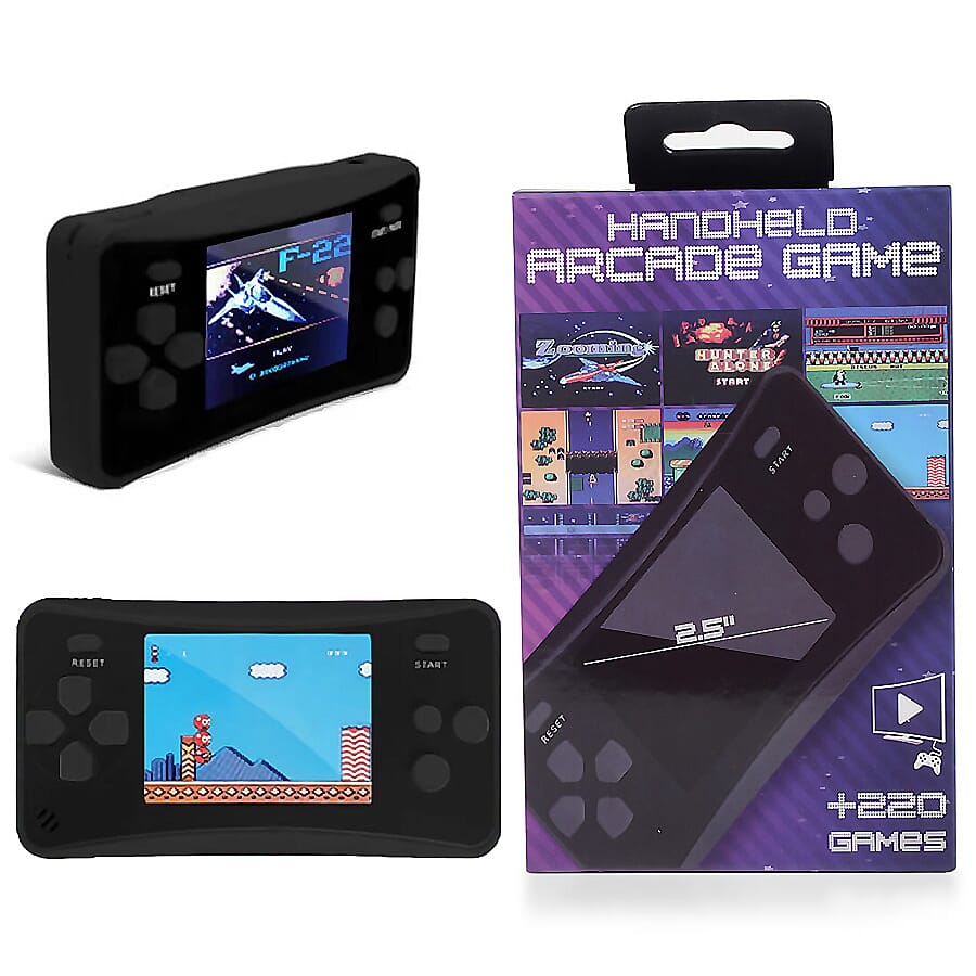 AQUARIUS Handheld Electronic Arcade Retro 220 Classic Games - Black