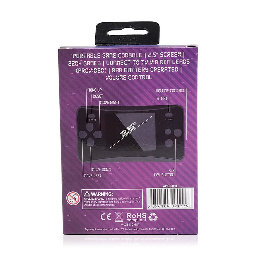 AQUARIUS Handheld Electronic Arcade Retro 220 Classic Games - Black