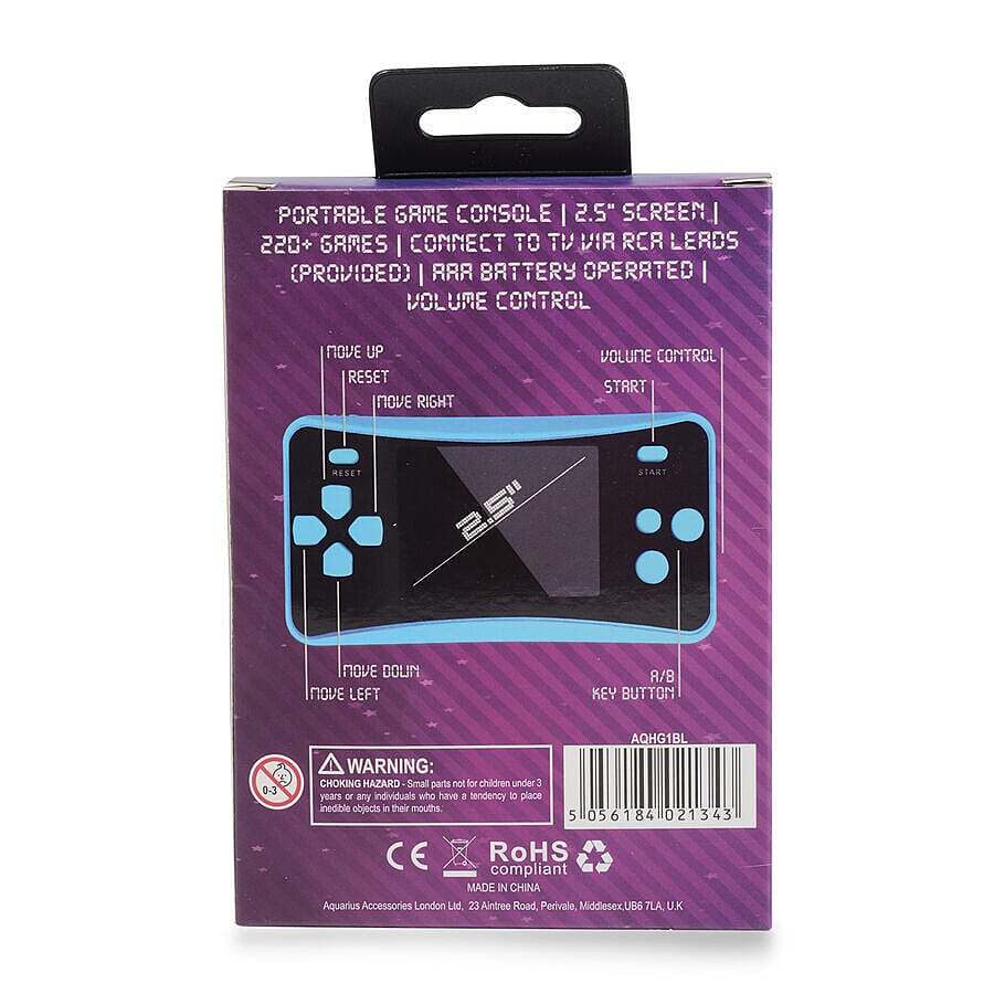 AQUARIUS Handheld Electronic Arcade Retro 220 Classic Games - Blue