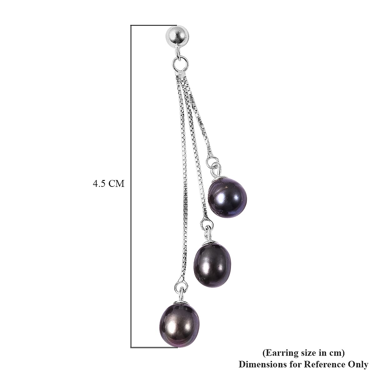 Freshwater Peacock Pearl (Rnd) Dangle Earrings (with Push Back) in Rhodium Overlay Sterling Silver