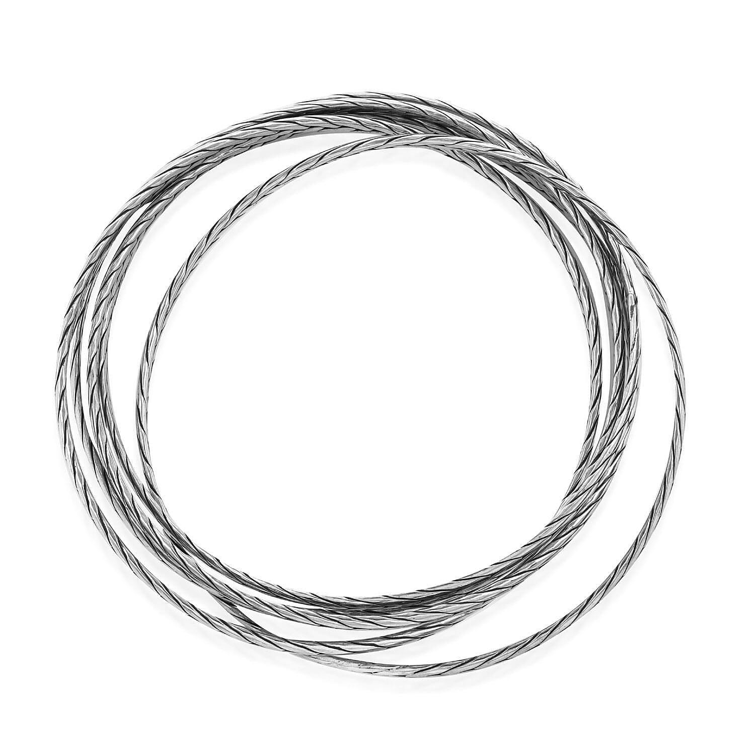 Royal Bali Collection - Sterling Silver Multi Strand Woven Bangle (Size 7.5 ), Silver Wt 41.36 Gms