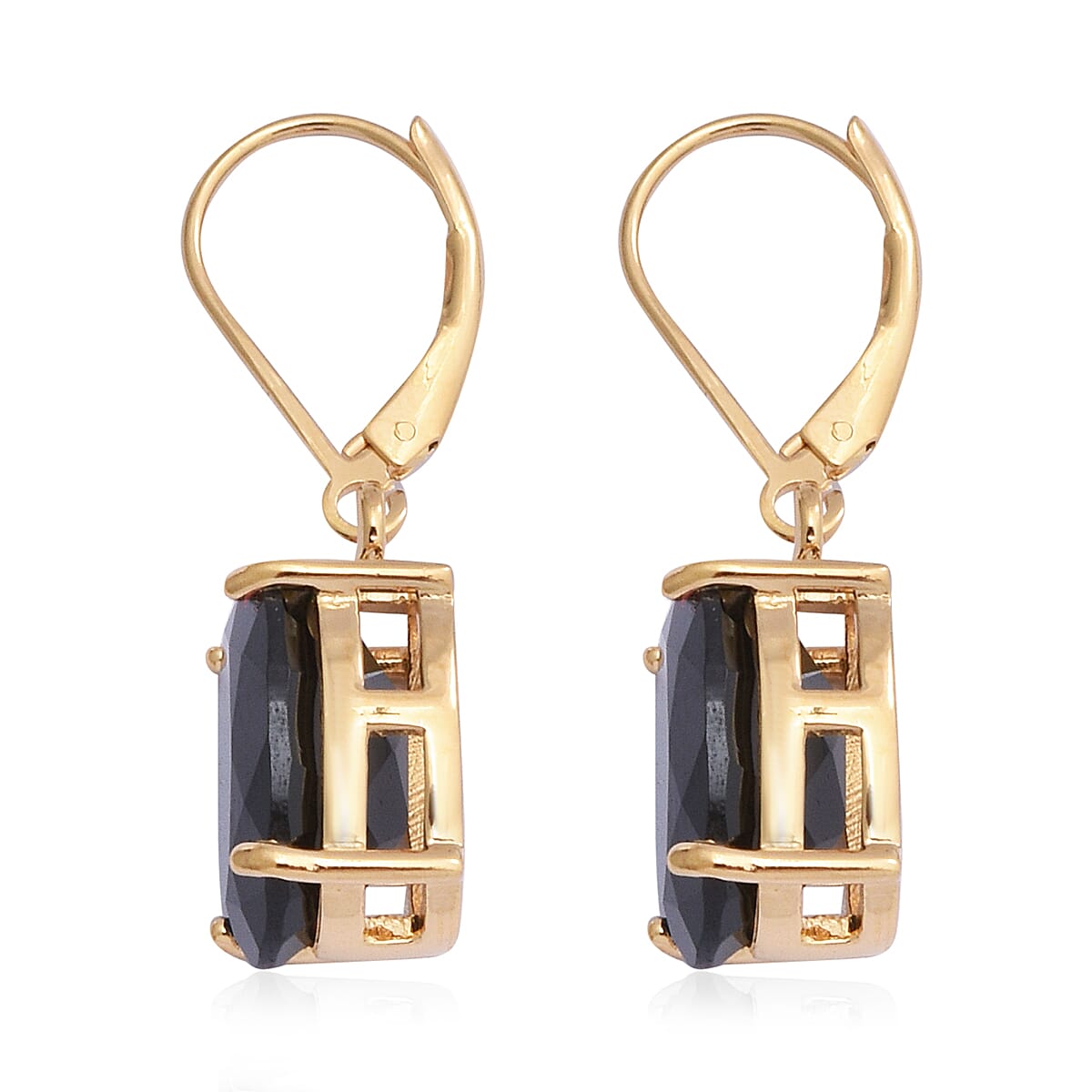 Natural Boi Ploi Black Spinel (Ovl) Lever Back Earrings in Yellow Gold Overlay Sterling Silver 14.00 Ct.