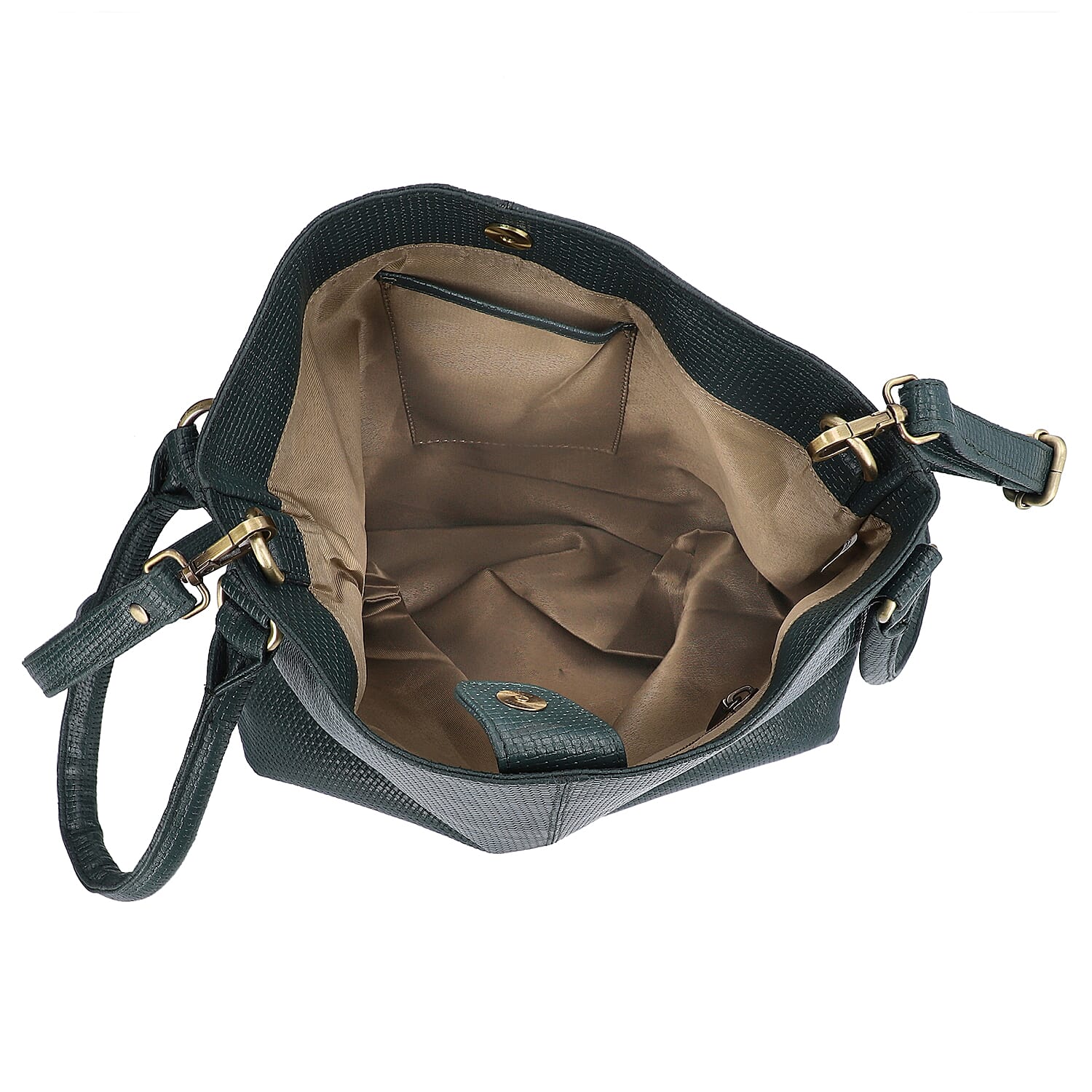 100% Genuine Leather Weave Pattern Designer Handbag with Detachable Shoulder Strap (Size 30x13x28 Cm) - Dark Green